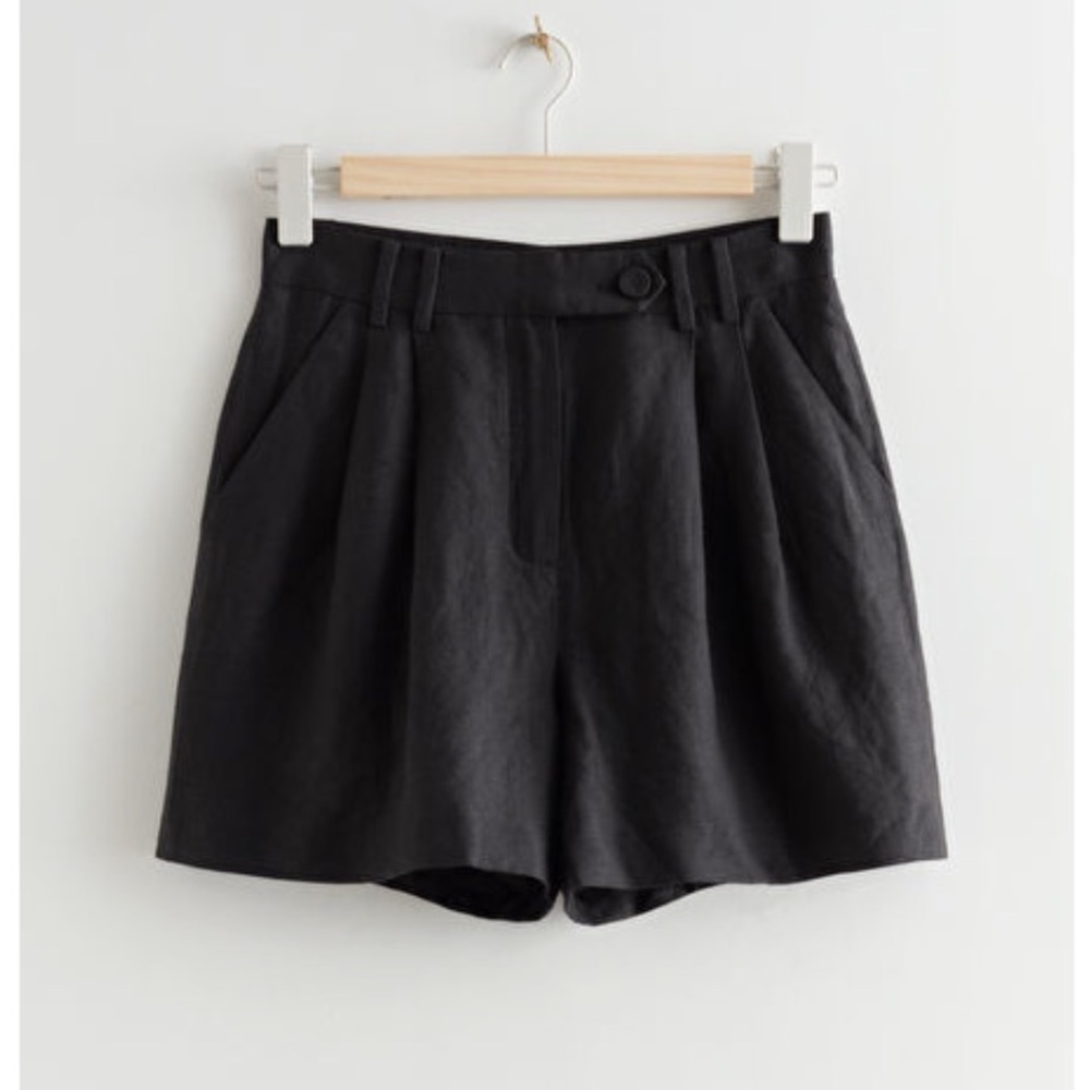 & Other Stories, black linen shorts